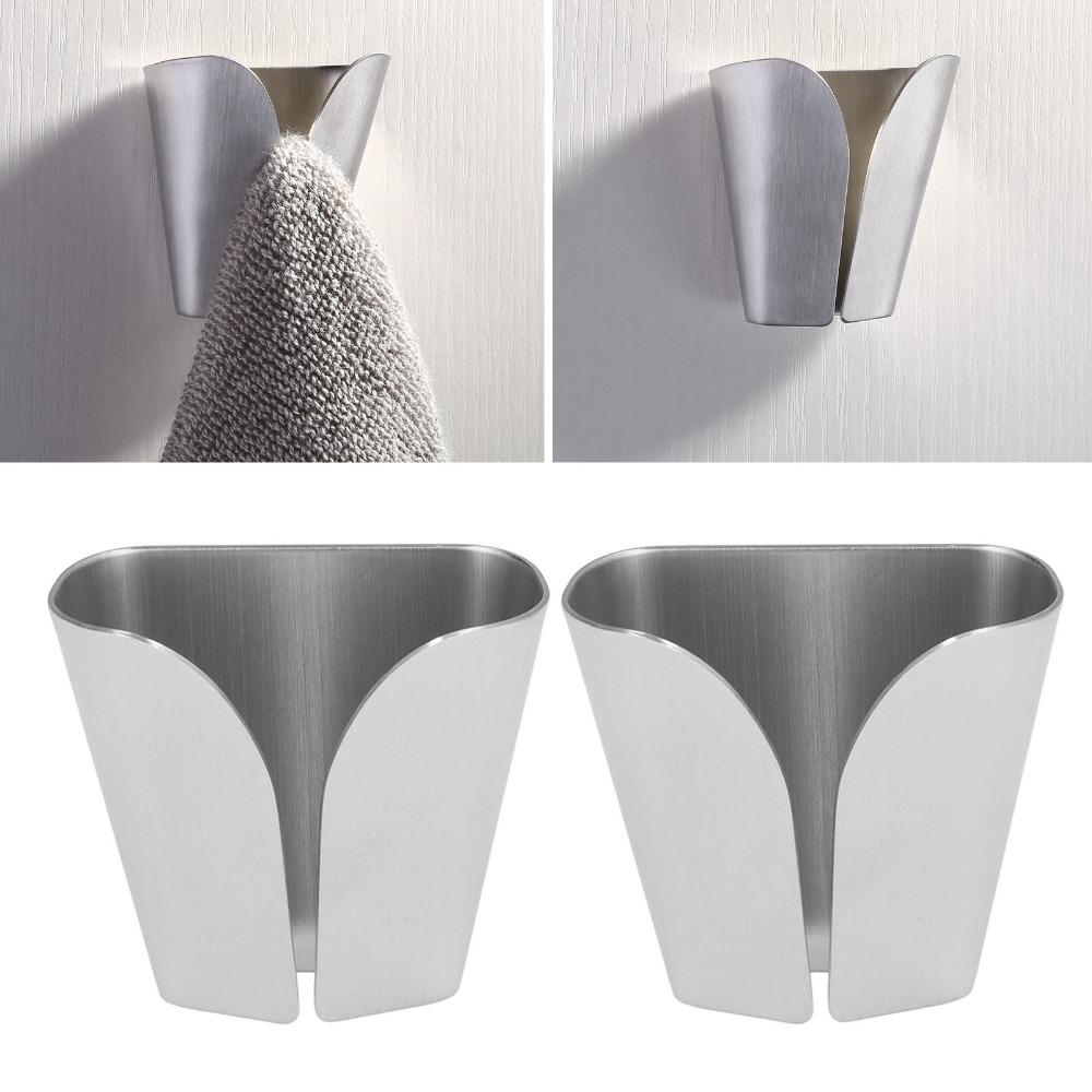 2 PCS Silver Towel Hook Brushed Finish Towel Holder Durable Towel Hook Hanger  Over the Door