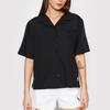 adidas Originals Trefoil Solid Stripe Single-Breasted Short Sleeve Shirt Women Tops Black HC2055