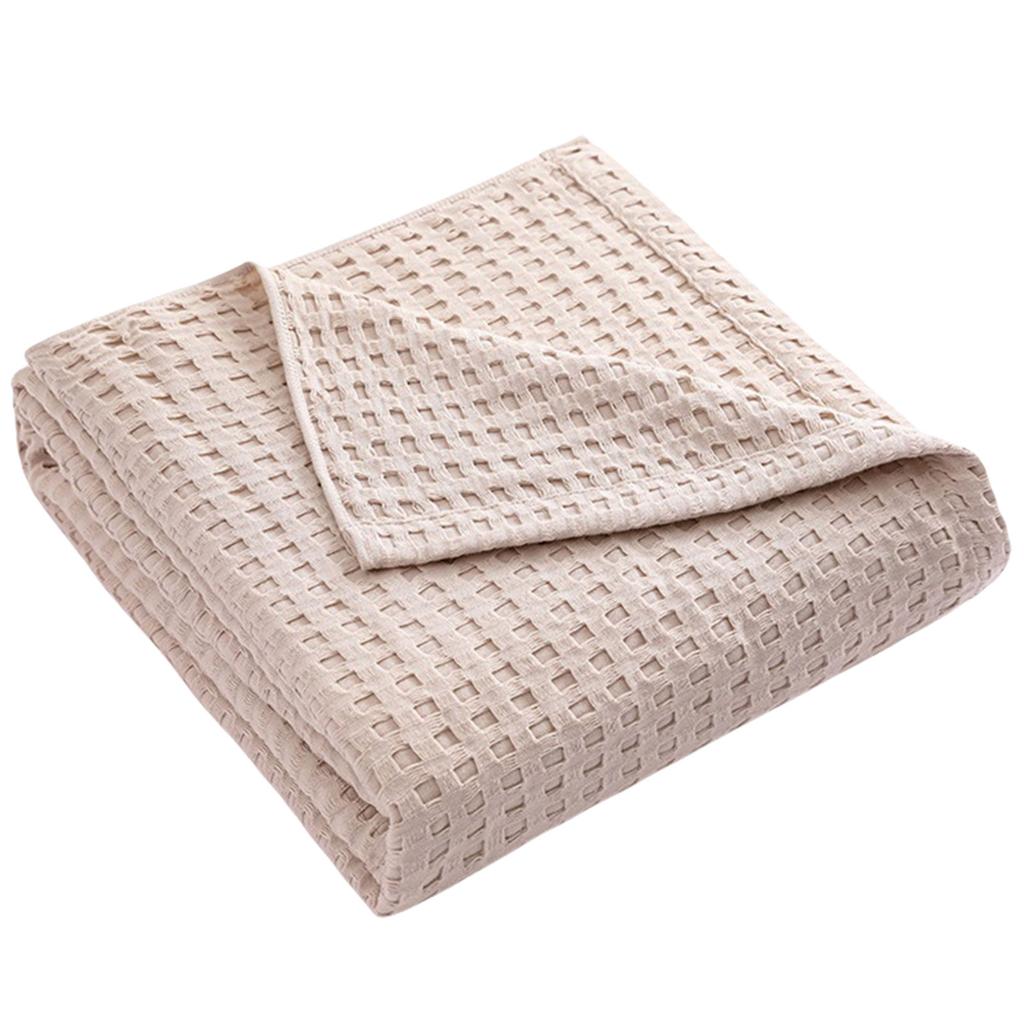 Summer Cooling Cotton Waffle Weave Blanket 150x200cm Bed Blanket Lightweight Cotton Bedspread for Sofa and Bed