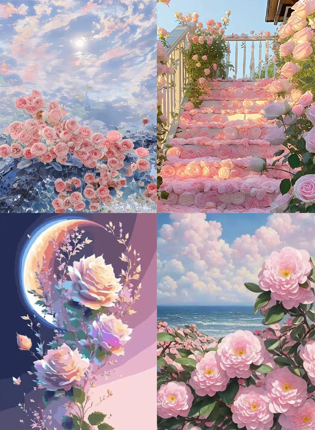 

Набор из 4 наборов для алмазной мозаики, BetterJonny 5D наборы для алмазной живописи, наборы для алмазной живописи DIY с полной заливкой для начинающих, взрослых и детей, 30x40 см Цветы