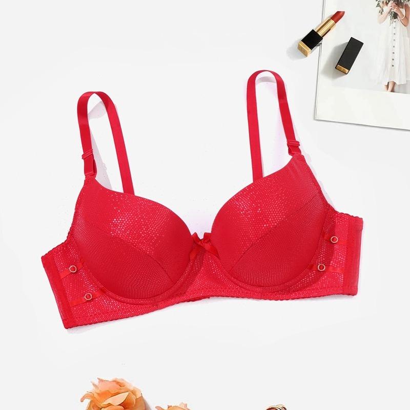 Women Small Size Pu Leather Push Up Sexy Bra Detachable Shoulder Strap Underwire Bra