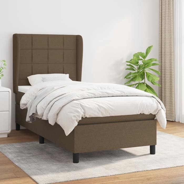 3127928 vidaXL Divan Bed with Mattress Dark Brown 90x190 Cm