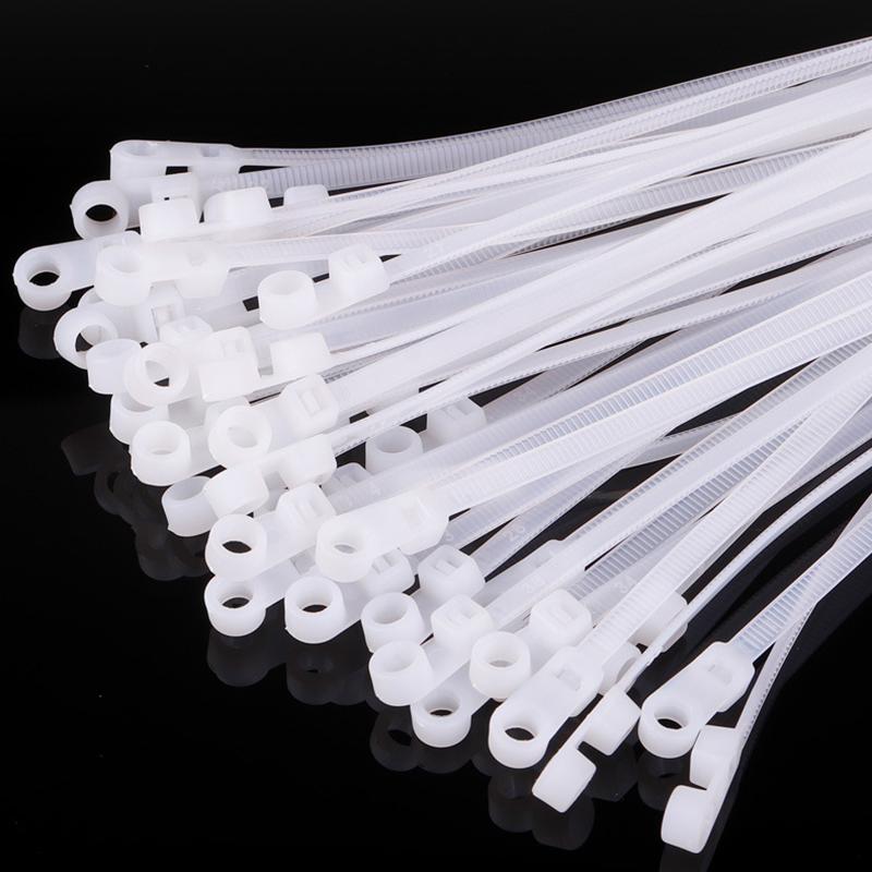 100PCS/SET Screw Hole Nylon Cable Ties Multipurpose Heavy Duty Self-locking Cord Ties Organizer Adjustable DIY Fastening Loop