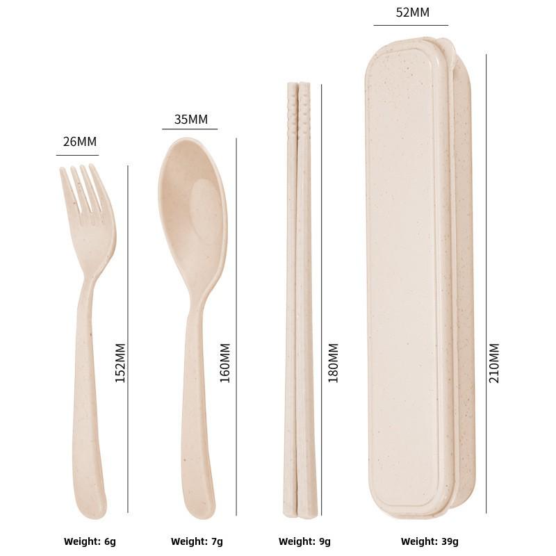 Ensemble de vaisselle portable pliable en blé: Baguettes pliantes créatives, Fourchette, Cuillère, Design en plastique adapté aux étudiants