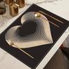 1/2/4-Piece Set, Simple Black Placemats, 12X18 Inch Linen Rectangular Placemats, Heart-Shaped Design, Home DéCor.