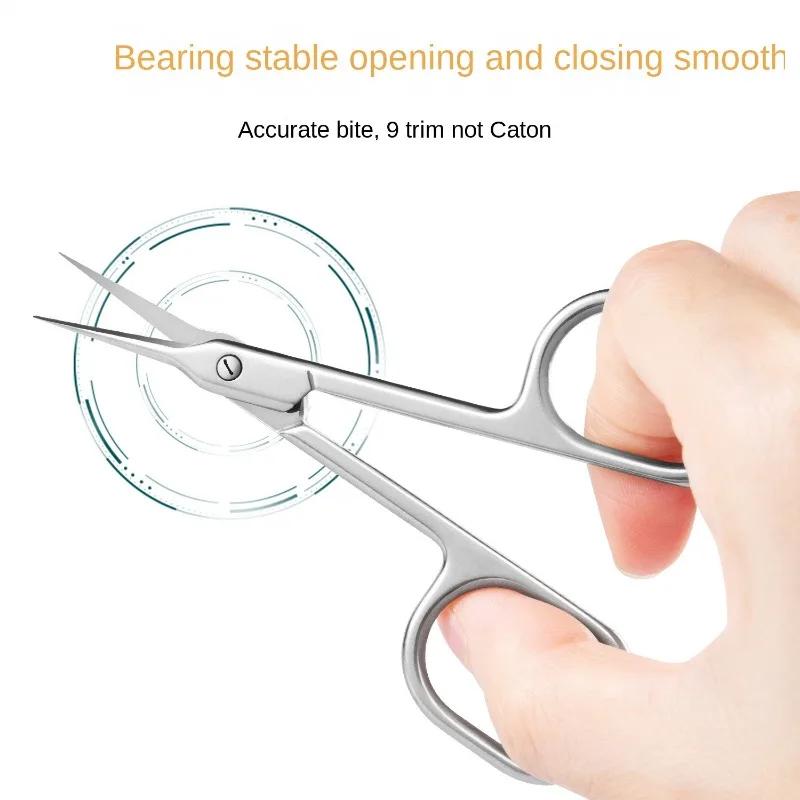 Russian Manicure Scissors Cuticle Regrowth Cut Curved Tip Nail Pedicure Grooming Professional Stainless Steel Dead Skin Remover