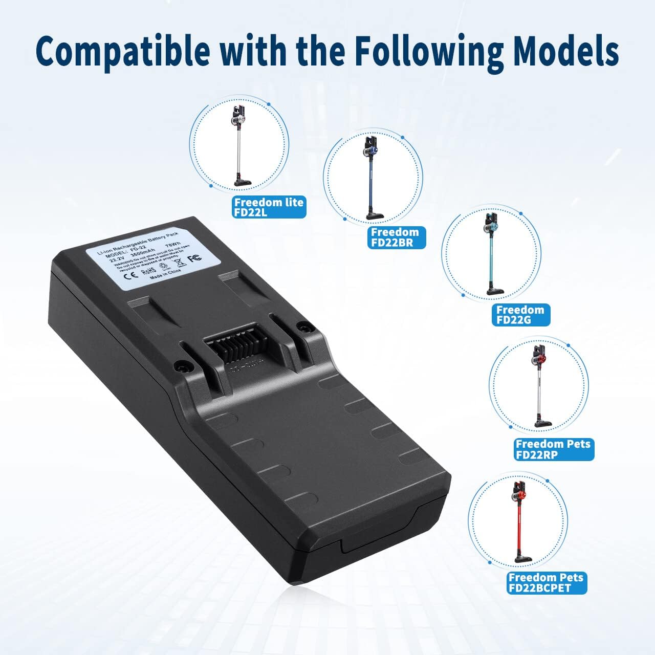 

Сменный Li-Ion аккумулятор 3,5 Ач 22,2 В для пылесоса Deik MT-1616 MT-1206 ZB-1516 United States