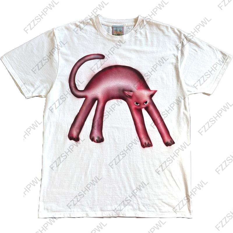 

Y2k cat graphic t shirts anime oversized all cotton streetwear chainsaw man short sleeve top harajuku goth t shirt men clothing S
