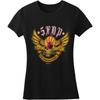 Five Finger Death Punch Women's Pink Print 2014 Tour Girls Jr Soft Tee Small Black
