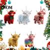 Reusable Acrylic Pendant for Home Decor Highland Yak Ornament Christmas Tree Hanging Decor, Cute 2D Flat Kids Room Decorations with Gold String