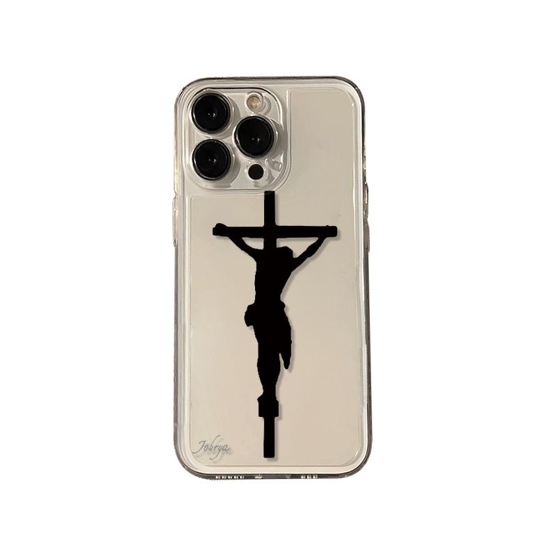 Jesus Cross Silhouette Print Phone Case for iPhone 17 16 15 14 13 12 11 16E Series Pro Max Plus Double Layer Protection