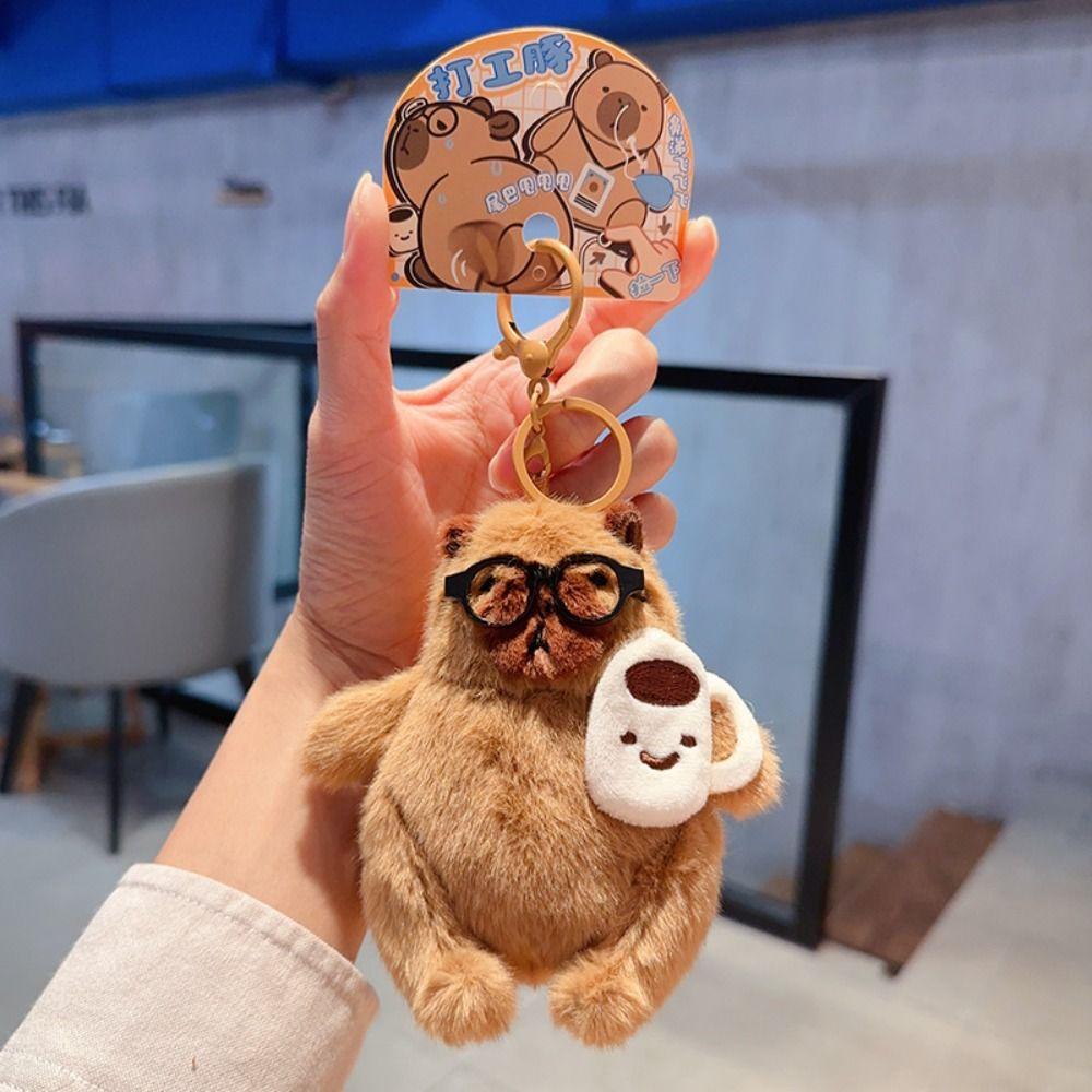 Wag Tail Bag Hanging Pendant Cartoon Animal Car Key Ring Plush Capybara Keychain  Small Gifts