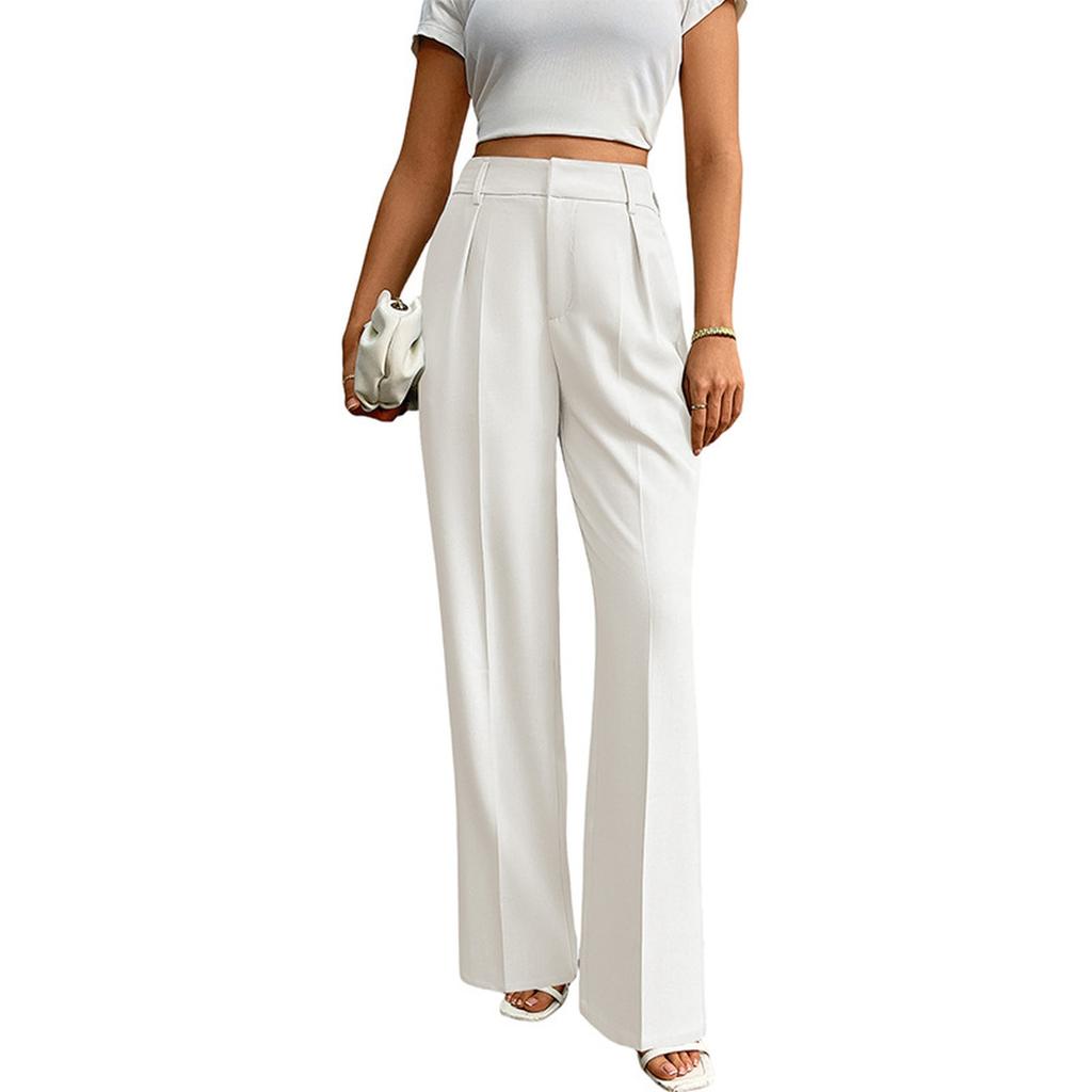 Women's Casual Business High-Waisted Loose Straight Wide-Leg Suit Pants