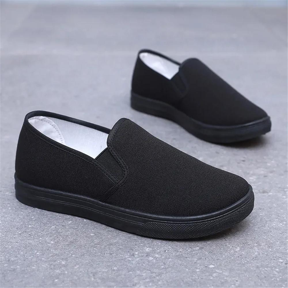 Damenmode süß höhenvergrößernd weißer Canvas Schüler Schulschuhe Dame lässig schwarz Komfort Frühling Sommer flacher Loafer ga124