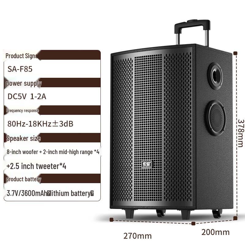 Soaiy SA-F85 High-Power Portable Bluetooth KTV Speaker with Dual Microphones CN Plug (adapter Included)