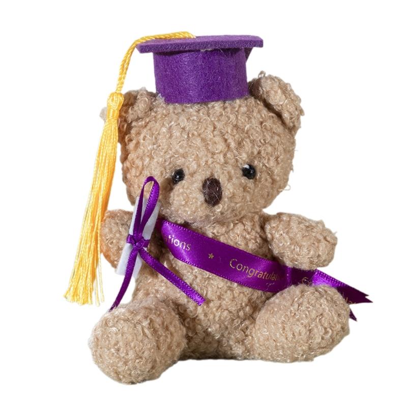 

Plush Toy Stuffed Bear Graduate Student Souvenir Graduation Gift Bachelors Hat Graduation Hat Gift for Schools фіолетовий