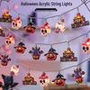 Halloween Pumpkin Lantern String Lights - Ghost & Skeleton Display Props for Kindergarten Windows