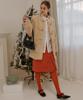 Plack Woman New Preppy Pocket Midi Skirt Red