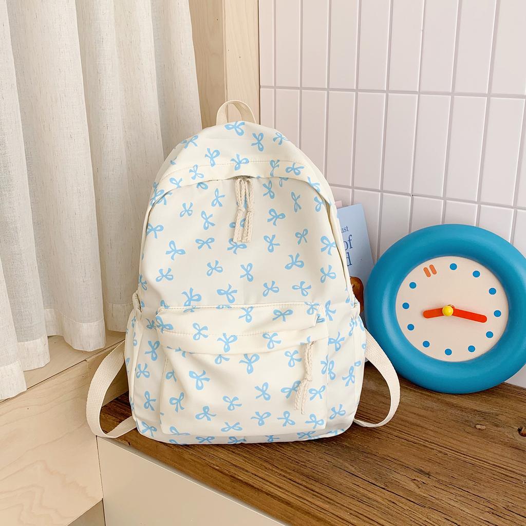 Schoolbag new simple floral bow junior high school students backpack casual versatile schoolbag fresh large capacity backpack