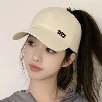 Letter Embroidery Empty Top Baseball Cap Korean Style Peaked Cap Simple Sun Hat  Girl