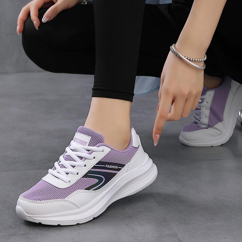 Sneakers Running Shoes New Women's Shoes Mesh Breathable Casual White Soft Sole Lightweight Student Single Mesh Shoes