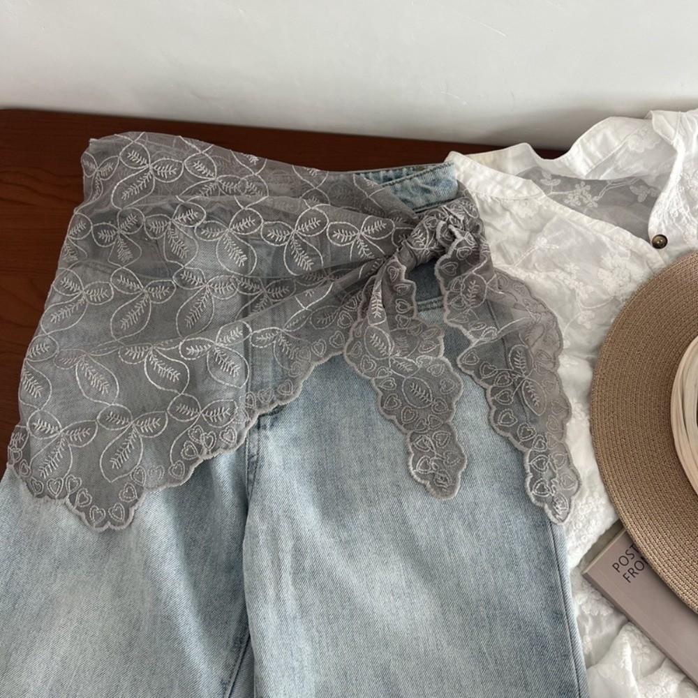 Trendy Jeans Decor Lace Fart Curtain Slim Fit Pretty Women's Scarf Y2K Versatile Hip Curtain for Women