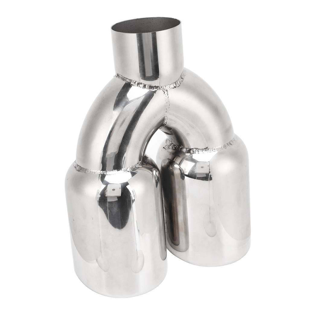 63x89mm Car Dual Exhaust Tip Stainless Steel Silver Weld On Universal Y Shaped Tailpipe for