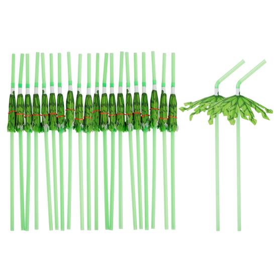 20Pcs Party Straws Hawaiian Style with Umbrella Coconut Palm Design Disposable Party Straws Perfect