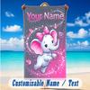 Elephant Theme Beach Towel Personalized Custom Name & Text Soft Quick Dry Beach Towel for Swimming Travel