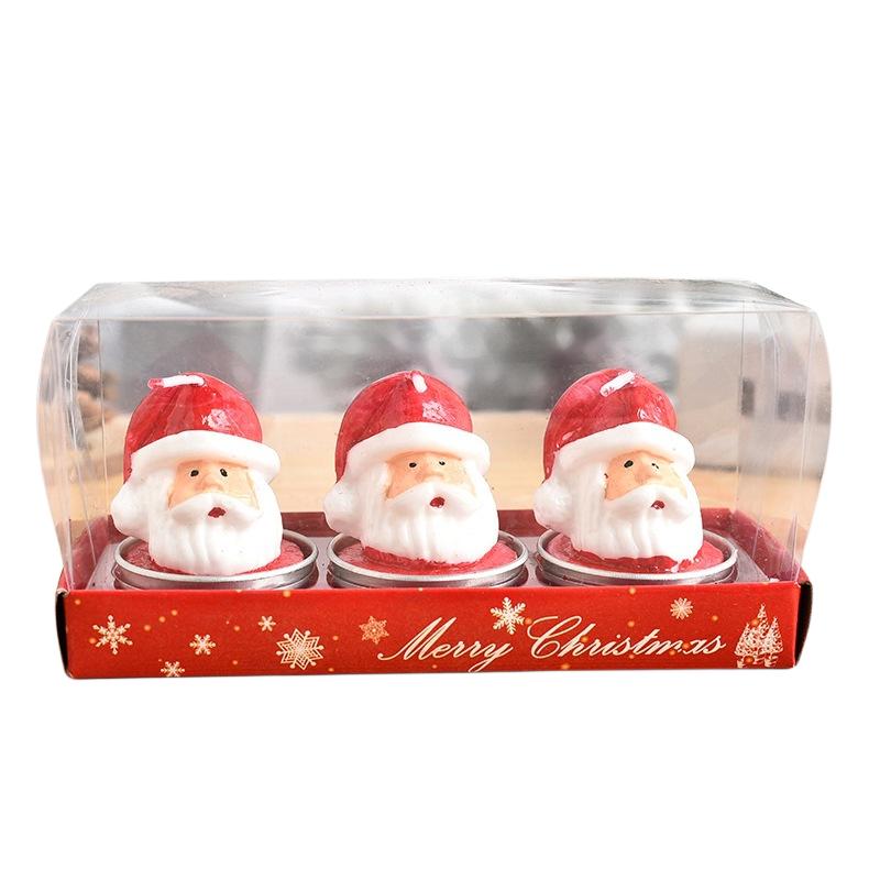 Christmas 3 Pcs Santa Claus Snowflake Reindeer Bear Candles Party Gifts Decor