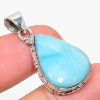 Natural Republic Larimar Gemstone 925 Solid Sterling Silver Pendant 1.50" B6r85