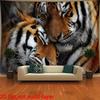 Cute Snuggling Tigers Tapestry Loving Tiger Couple CloseUp Wall Hanging Wild Animal Room Decor suitable offices bars party