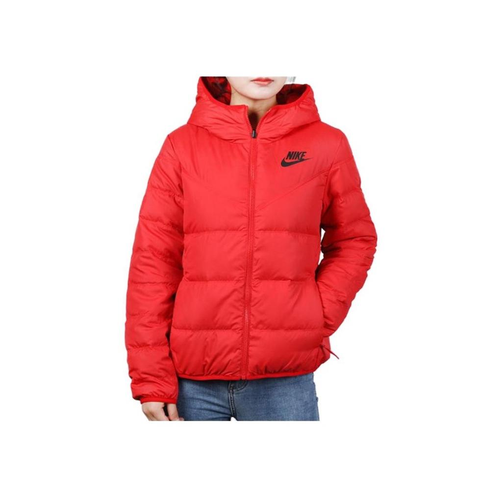 Nike Sportswear Windrunner Down Fill Logo Reversible Warm Hooded Jacket Women Jacket Red 939439-657