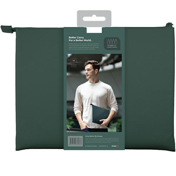 Uniq Etui Lyon Laptop Sleeve 14Zielony/Forest Green Waterproof Rpet