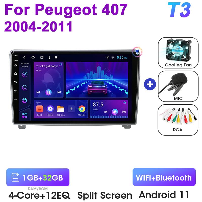 Android 12 Car Radio 9" For Peugeot 407 CC 407CC SW 2004 -2011 2 Din GPS 4G Carplay Auto Intelligent Systems Smart Autoradio