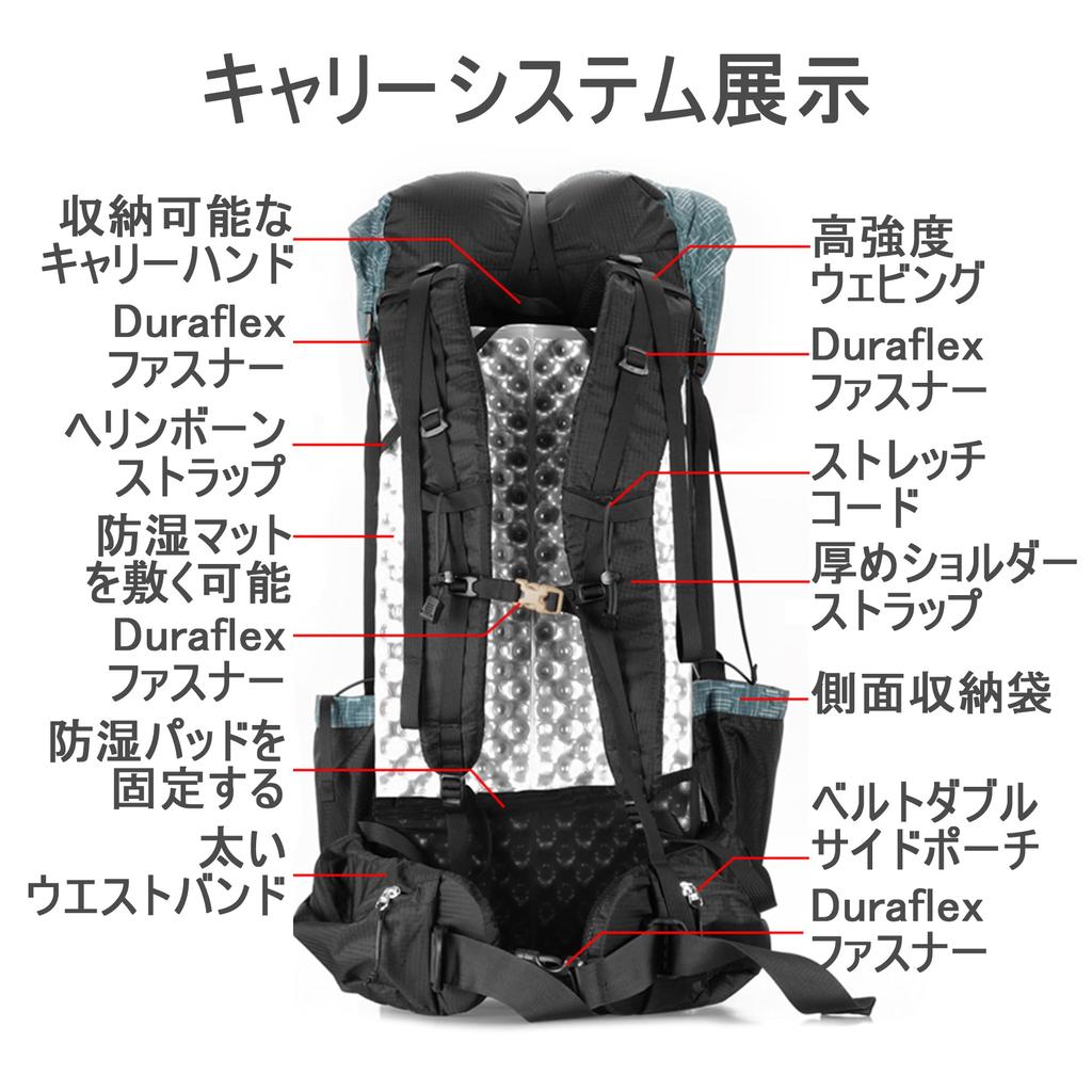 3F UL GEAR Wandergewicht 56L Groß Langlebig 210D Wanderstock und Matte Dicke Schulter Rucksack Sack für und Outdoor-Aktivitäten [Neuestes Modell] Tasche,