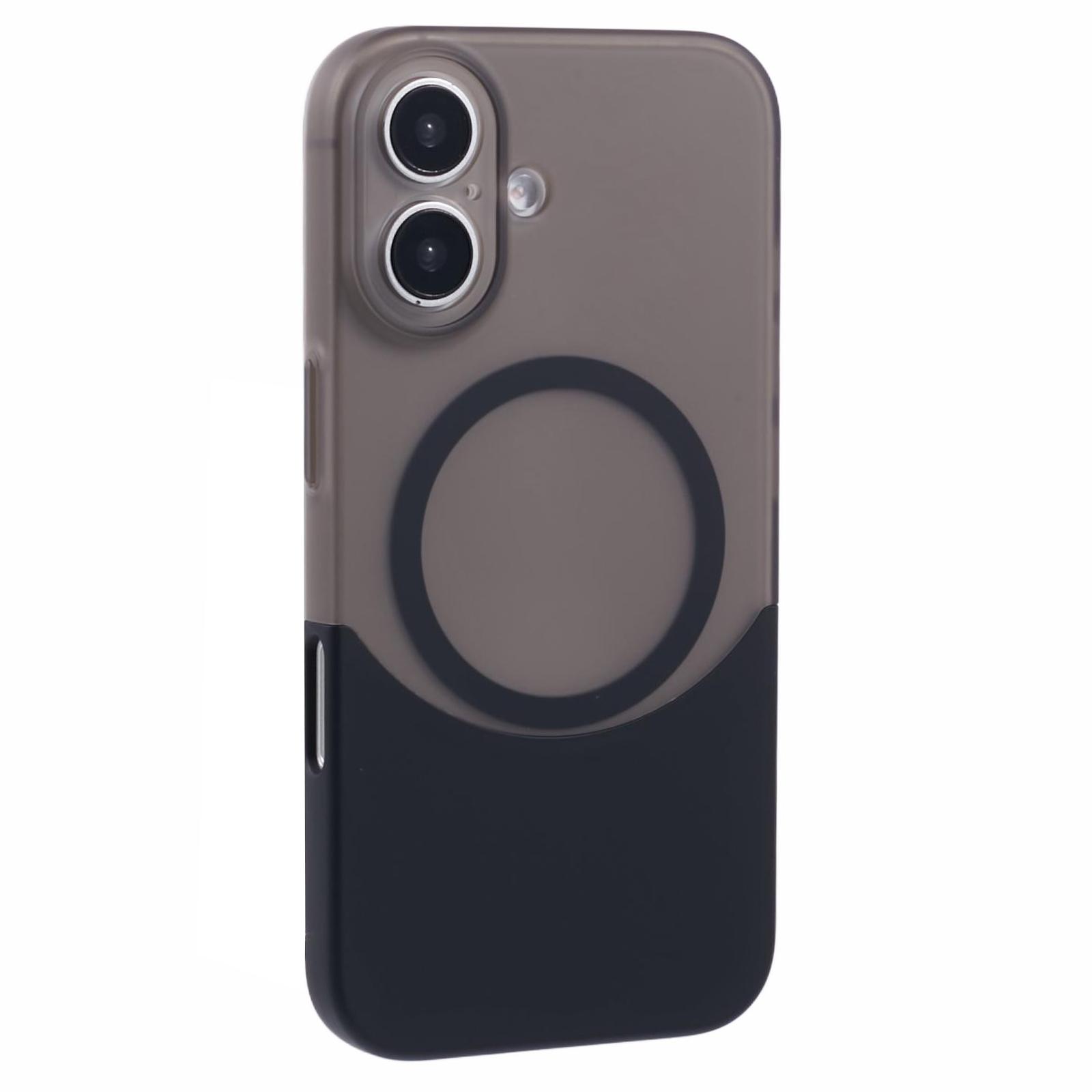 

For iPhone 16 Plus Case Compatible with MagSafe Splicing Color Drop-Proof PC Phone Cover Black