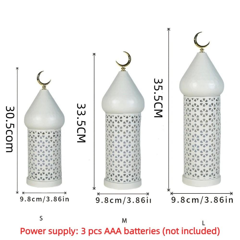 Vintage Ramadan Nachtlicht Traditioneller Metallrahmen Eid Mubarak Laternenlampe Nahöstlicher Stil Batteriebetrieben Mondlaterne