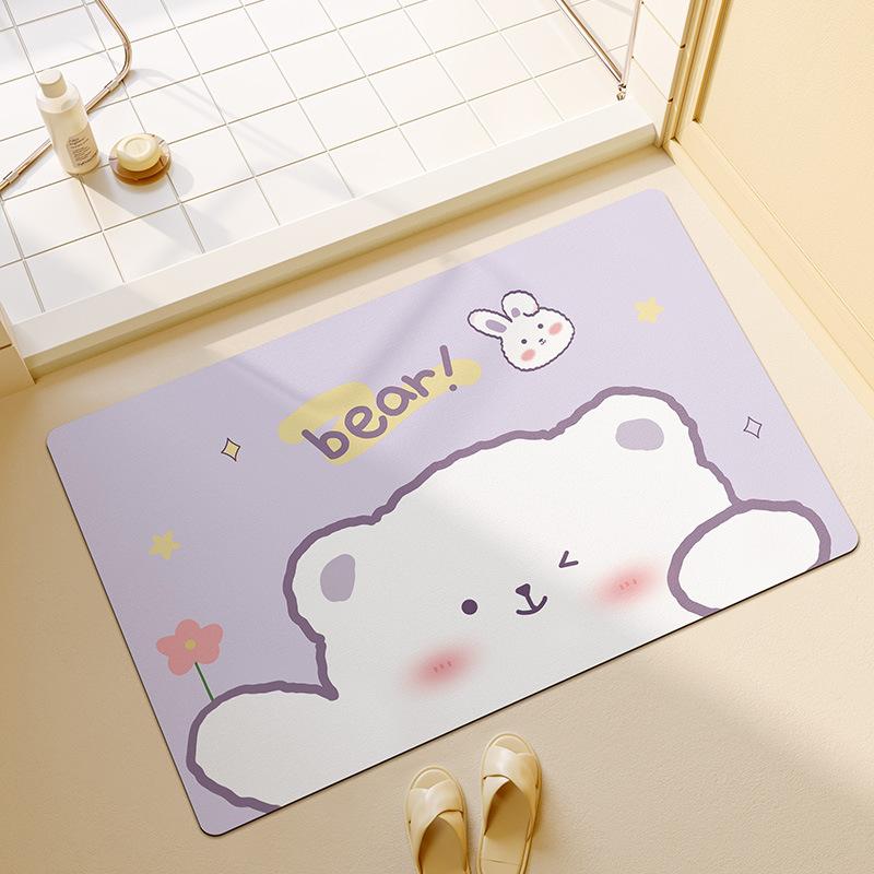 Cute Cartoon Bathroom Bathroom Door  Elderly Pregnant Woman Anti-slip Floor Mat Diatom Mud Water-absorbing Foot Mat
