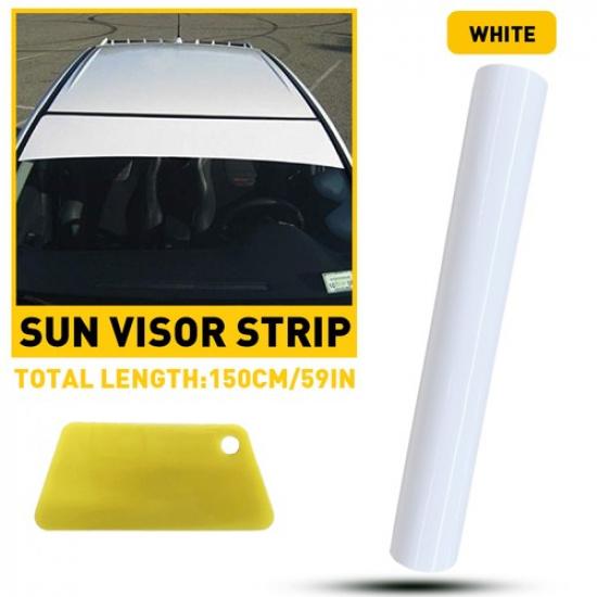 Universal Windshield Banner White Gloss Sun Strip 10x60