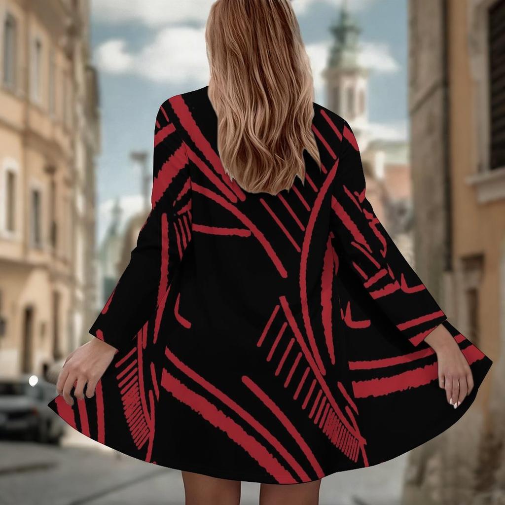 Women's Geometric tribal lines 3D Print Long Sleeve Open Front Cardigan, Casual Loose Fit Lightweight Street Style Outerwear