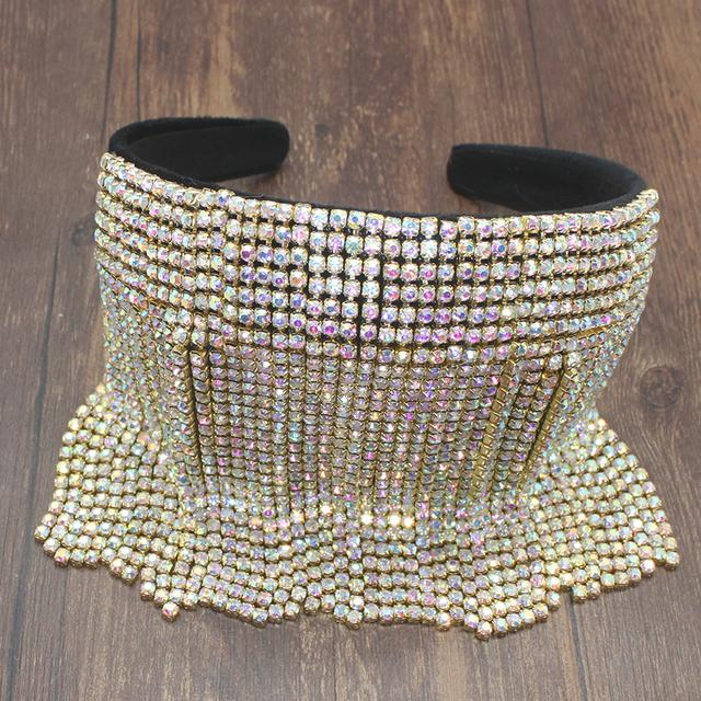 

Роскошная Мода Элегантные Свадебные Аксессуары для Волос Длинная Кисточка с Подвесками Ободок на Голову Жемчуг Стразы Повязка на Голову для Женщин Барочные Ободки