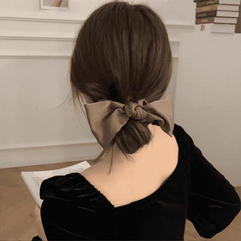 1piece Cute Bowknot Scrunchies Headwear for Women Girls Korea Elastic Ponytail Hair Band Black Brown Coffee Hair Accessories