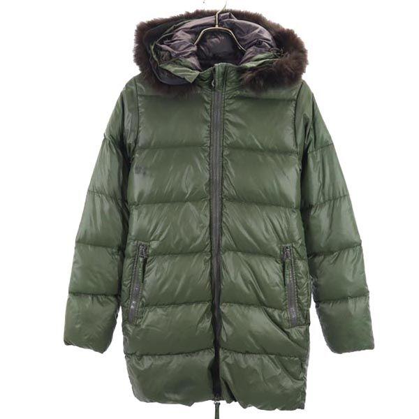 DUVETICA Long sleeve Down jacket 38 green Raccoon real fur hood Women Used
