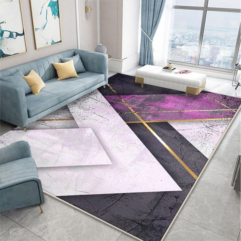 Nordic Geometric Living Room Carpet Modern Decoration Bedroom Bedside Fluffy Plush Rug Cloakroom Bathroom Non-slip Soft Door Mat