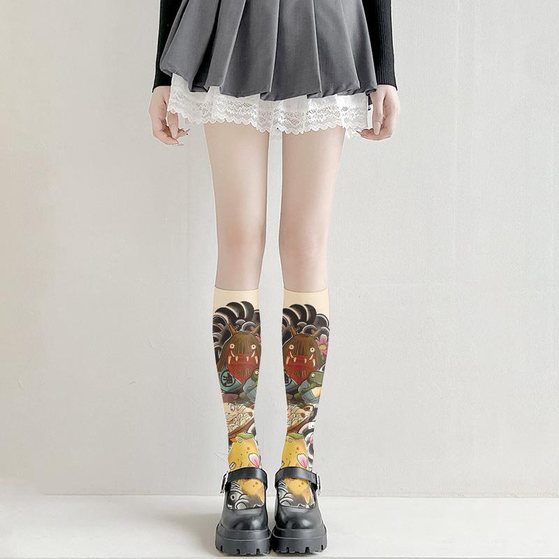Fashion tattoo thigh socks, printed stockings, Loli girls, Japanese sexy stockings, slim models, multiple sizes