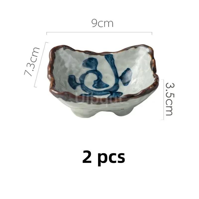 2 pcs set Japanese style ceramic special shaped small dishes snack dessert plate creative household tableware sauce snacks tray
