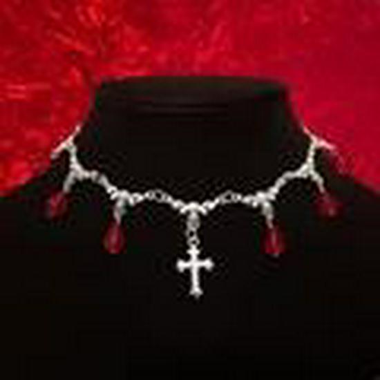 Romantic Gothic Victorian Blood Drop Cross Necklace