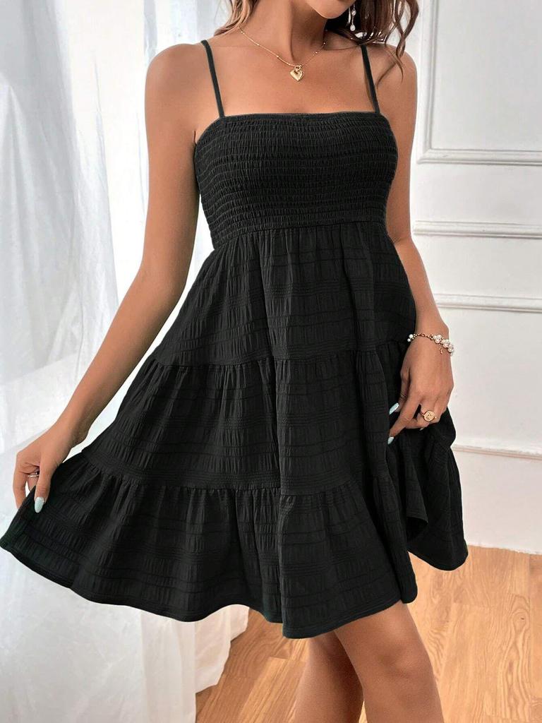 2024 One-Shoulder Solid Color Textured Dress - Versatile Summer Women's Fashion
