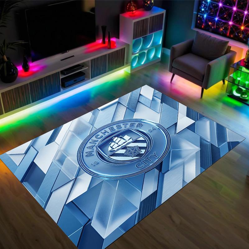 Manchester City Design Crystal Velvet Carpet Cozy Non?Slip Printed Rug For Bedroom Living Room Entrance
